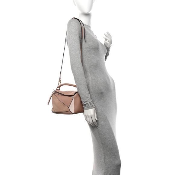 MSRP $4800 Like New! Loewe Small Puzzle Bag Pink Tricolor Leather & Suede - Picture 13 of 16